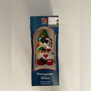 Disney Mickey unlimited European style blown glass vintage ornament original box